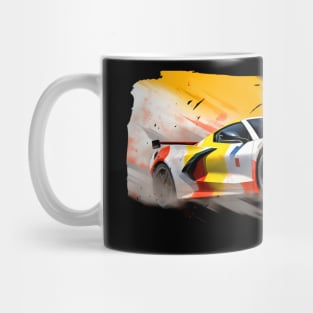 Arctic White C8 Corvette racecar on a race track Supercar Sports car Racing car Mug